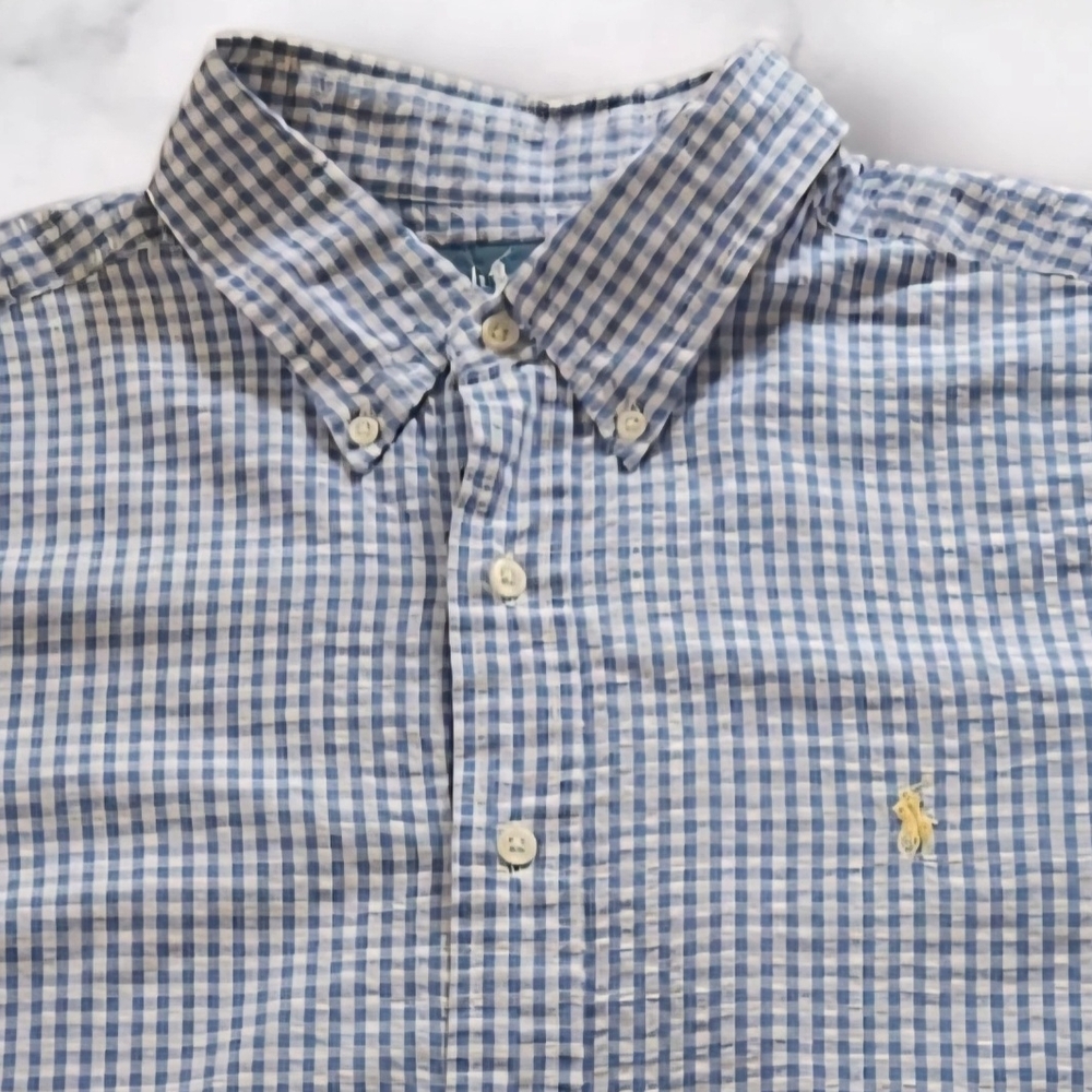 Ralph Lauren Blue and White Checkered Shirt